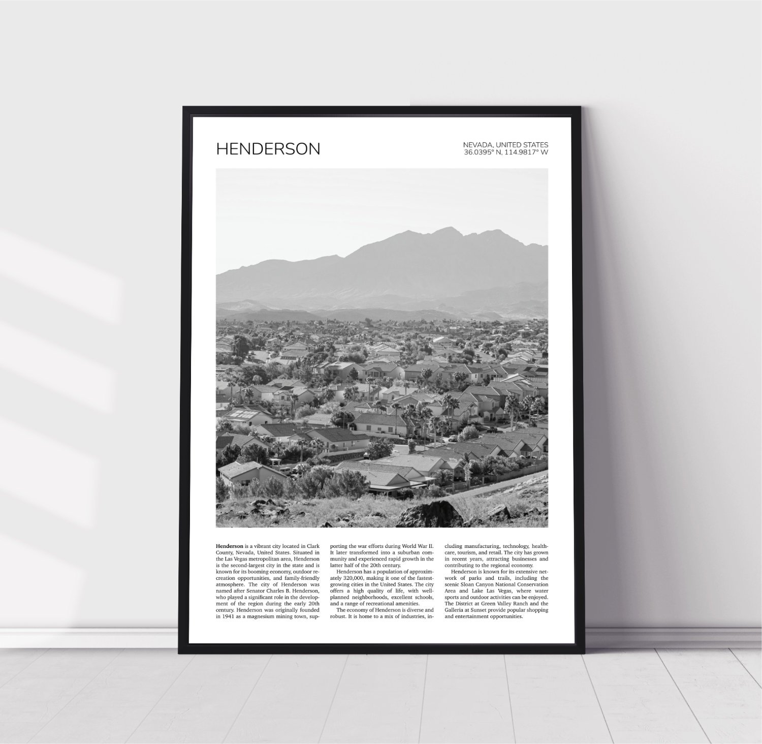 Henderson, Nevada, USA Travel Poster 0987